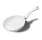 White enamel frying pan with shadow, isolated on white background. Flying pan