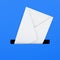 White Envelope in Blue Mailbox. 3d Rendering