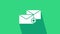 White Envelope icon isolated on green background. Received message concept. New, email incoming message, sms. Mail