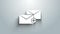 White Envelope icon isolated on grey background. Received message concept. New, email incoming message, sms. Mail