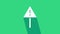 White Exclamation mark in triangle icon isolated on green background. Hazard warning sign, careful, attention, danger