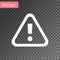 White Exclamation mark in triangle icon isolated on transparent background. Hazard warning sign, careful, attention