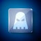 White Executioner mask icon isolated on blue background. Hangman, torturer, executor, tormentor, butcher, headsman icon