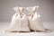 White fabric bags with laces for jewelry