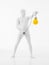 White faceless man with yellow bulb