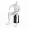 A white faceless mannequin sits on a black top hat. Black and white plastic 3D rendering