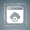 White Failed access cloud storage icon isolated on grey background. Cloud technology data transfer and storage. Square