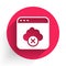 White Failed access cloud storage icon isolated with long shadow background. Cloud technology data transfer and storage