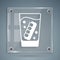 White False jaw in glass icon isolated on grey background. Dental jaw or dentures, false teeth with incisors. Square