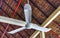 White fan under palapa roof in Puerto Escondido Mexico