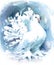 White Fantail Pigeon Bird Watercolor Illustration Hand Painted