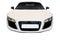 White fast car front view isolated