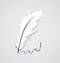 White feather calligraphic pen isolated