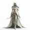 White Female Figurine In Zbrush Style Costume - Monochromatic Chaos