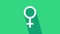 White Female gender symbol icon isolated on green background. Venus symbol. The symbol for a female organism or woman