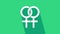 White Female gender symbol icon isolated on green background. Venus symbol. The symbol for a female organism or woman