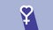 White Female gender symbol icon isolated on purple background. Venus symbol. The symbol for a female organism or woman