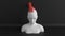 White female mannequin bust with red hand on head. Headache concept. Minimalist abstract 3d render.