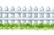 White fence on the grass seamless border. Watercolor illustration. Wooden fence with green grass element. White