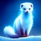 White ferret on a blue background. 3D illustration. 3D rendering. AI generated
