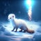 White ferret on a snowy background. 3d rendering, 3d illustration. generative AI
