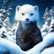 White ferret in a winter forest. 3d rendering. Computer digital drawing. AI generated