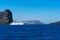 White ferry boat in santorini caldera