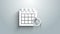 White Financial calendar icon isolated on grey background. Annual payment day, monthly budget planning, fixed period