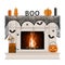 White fireplace with halloween decorations