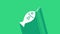 White Fish on hook icon isolated on green background. 4K Video motion graphic animation