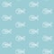 White fish skeleton on a blue background marine sea bone pattern