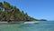 White fishing boat on a tropical island in Fiji