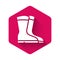 White Fishing boots icon isolated with long shadow. Waterproof rubber boot. Gumboots for rainy weather, fishing, hunter