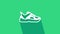 White Fitness sneakers shoes for training, running icon isolated on green background. Sport shoes. 4K Video motion