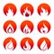 White flat fire icons in fire rounds design