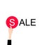 White flat Hand holding sale lable black friday