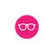 White flat Hipster Glasses in pink circle icon. Isolated on white. Unisex student eyeglasses. Vector