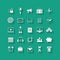 White flat icons set. Business object, office tools.