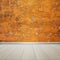 White floor with orange cement wall