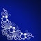 White floral ornament corner on a blue background