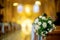 white flower with blur church background wedding