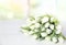 White flowers bouquet on table empty space background. Mother`s day spring backdrop