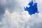 White fluffy cloud on blue sky background close up, cumulus clouds in azure heaven, sunny day cloudy weather, air ozone layer