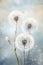 White fluffy watercolor dandelions, on a light background. Generative AI
