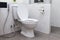 White flush toilet in modern bathroom