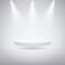 White flying pedestal illuminated with light. Vector pedestal for product presentation.