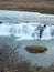 White foam of Faxi waterfall in Iceland