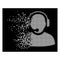 White Fragmented Pixelated Halftone Operator Answer Speech Icon