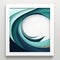 a white framed art print with an abstract wave design