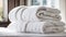 White fresh clean towels the bed room soft hygiene comfort decoration